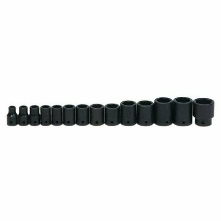 WILLIAMS Socket Set, 14 Pieces, 1/2 Inch Dr, Shallow, 1/2 Inch Size JHWWS-4-14